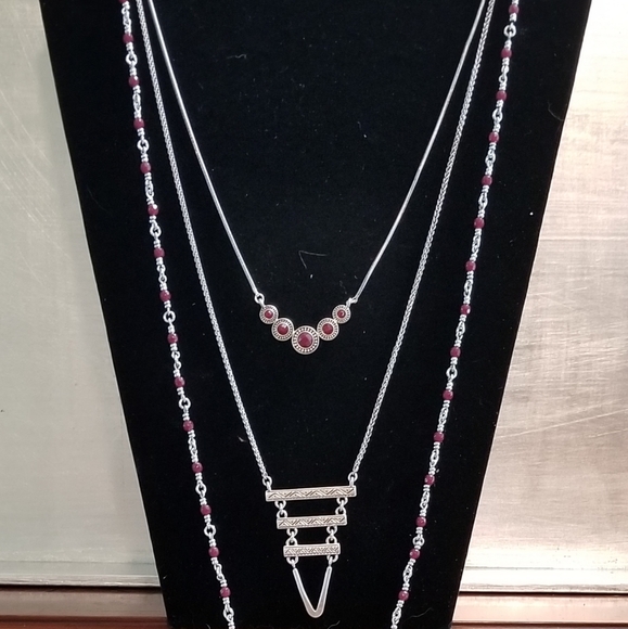 Lucky Brand Layers 3 tier Silver Necklace NWT RETAILS FOR $49 LONG - Picture 12 of 16